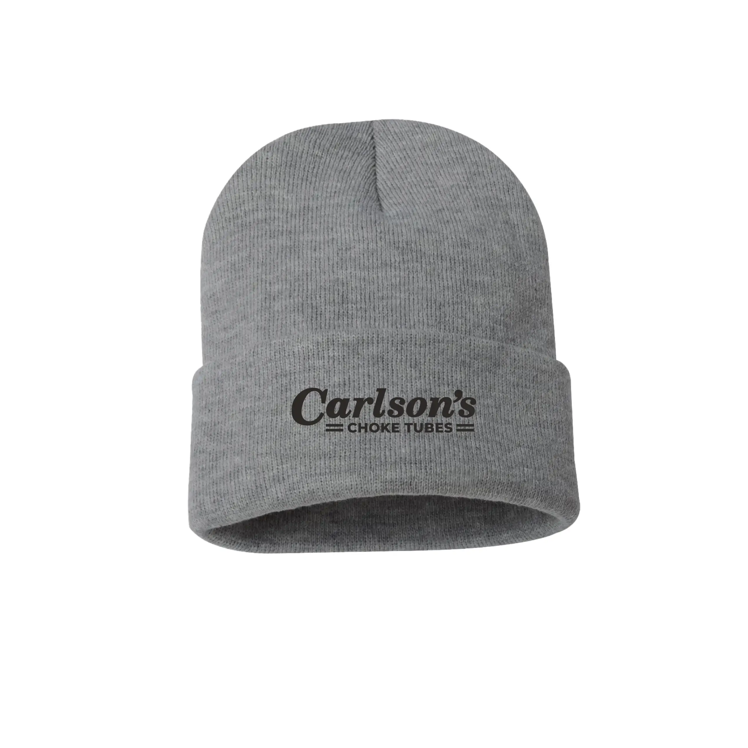 Embroidered Logo Solid Cuffed Beanie - Heather Gray